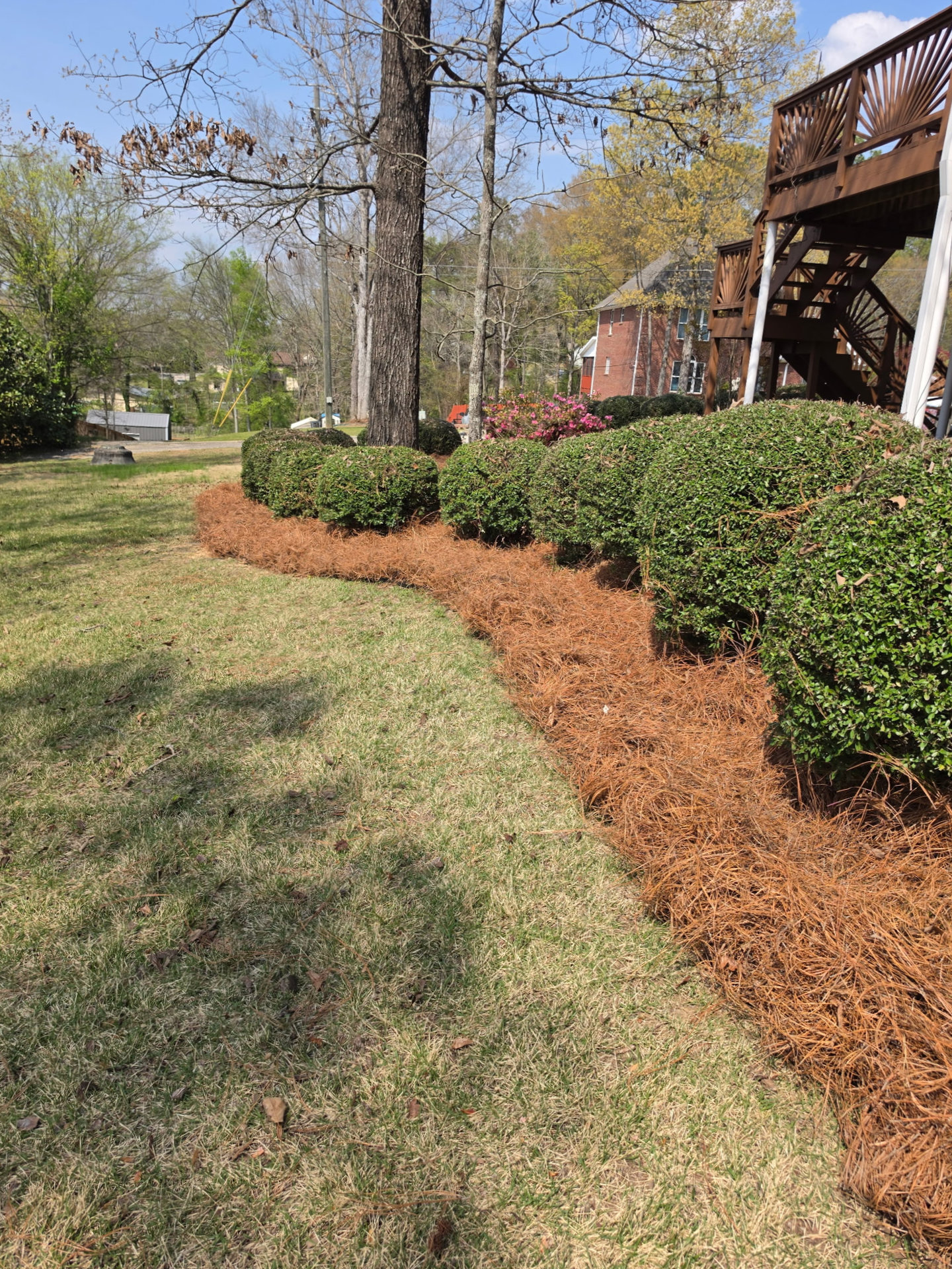 Top Quality Affordable Best Priced Pine Straw Delivered & Installed in Alabaster Hoover Pelham Shoal Creek & Chelsea by Pine Straw Heroes